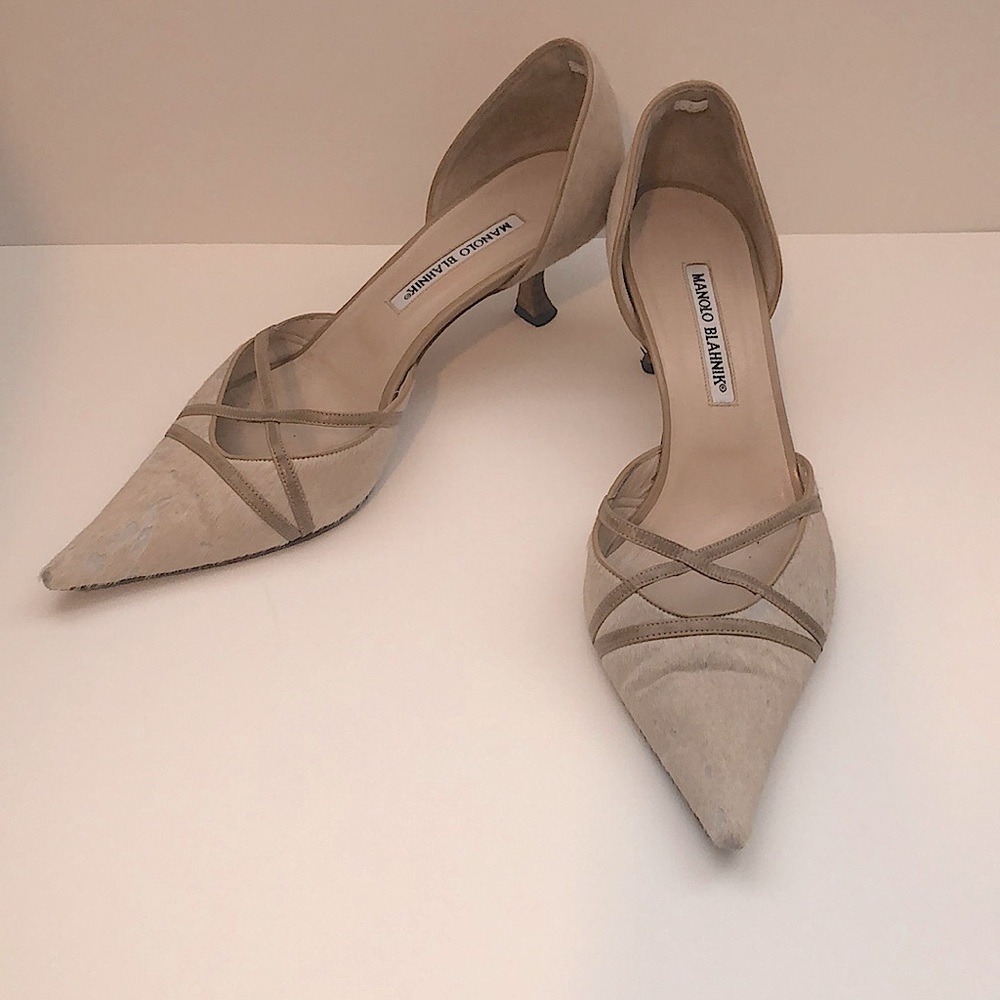 Manolo Blahnik leather kitten heel size 40